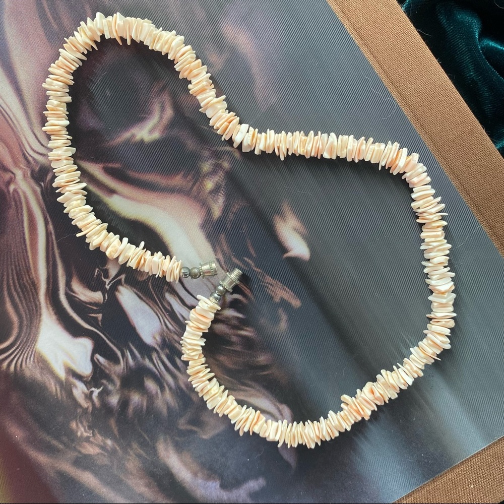 Natural Coral Pink Puka Shell Choker